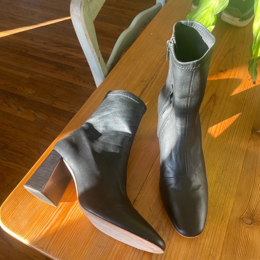 Loeffler Randall Elise Black Stretch Leather Booties (7.5) - Picture 4 of 8
